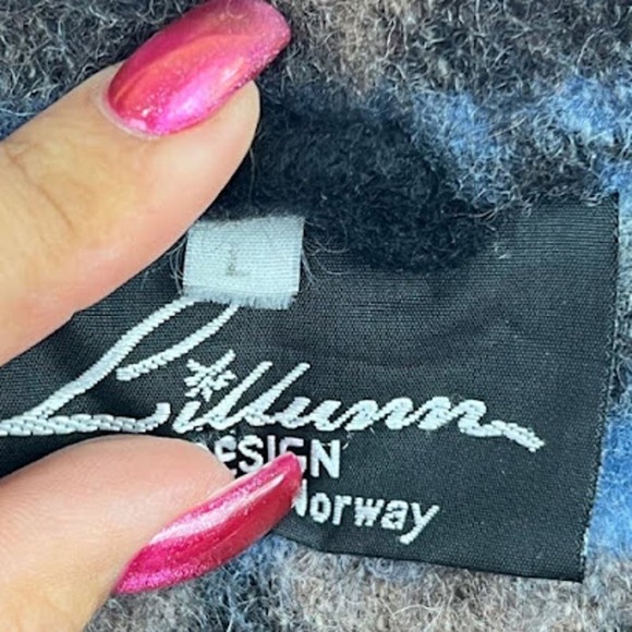 Lillunn aztec print 100% wool button up Jacket size Large Made in Norway - Picture 8 of 8